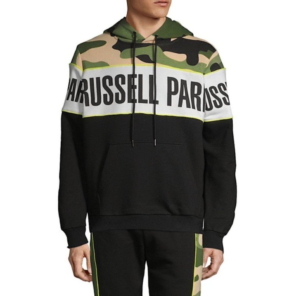 RUSSELL PARK CAMOUFLAGE SWEATSHIRT BLACK/GREEN/TAN SIZE EXTRA LARGE